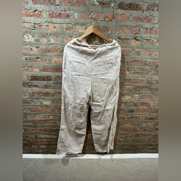 Mango wide leg belted linen pants - Picture 4 of 6
